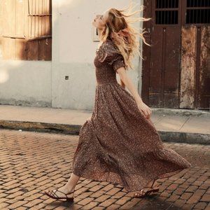 Doen Collette Dress in Terra, Size Medium